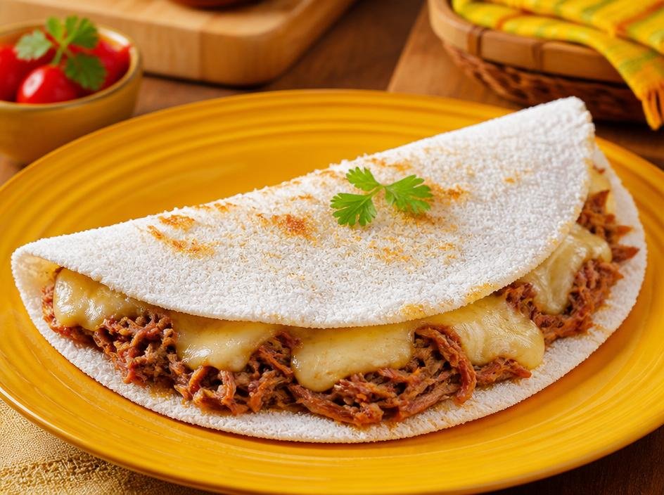 Tapioca Recheada de Carne Seca com Catupiry